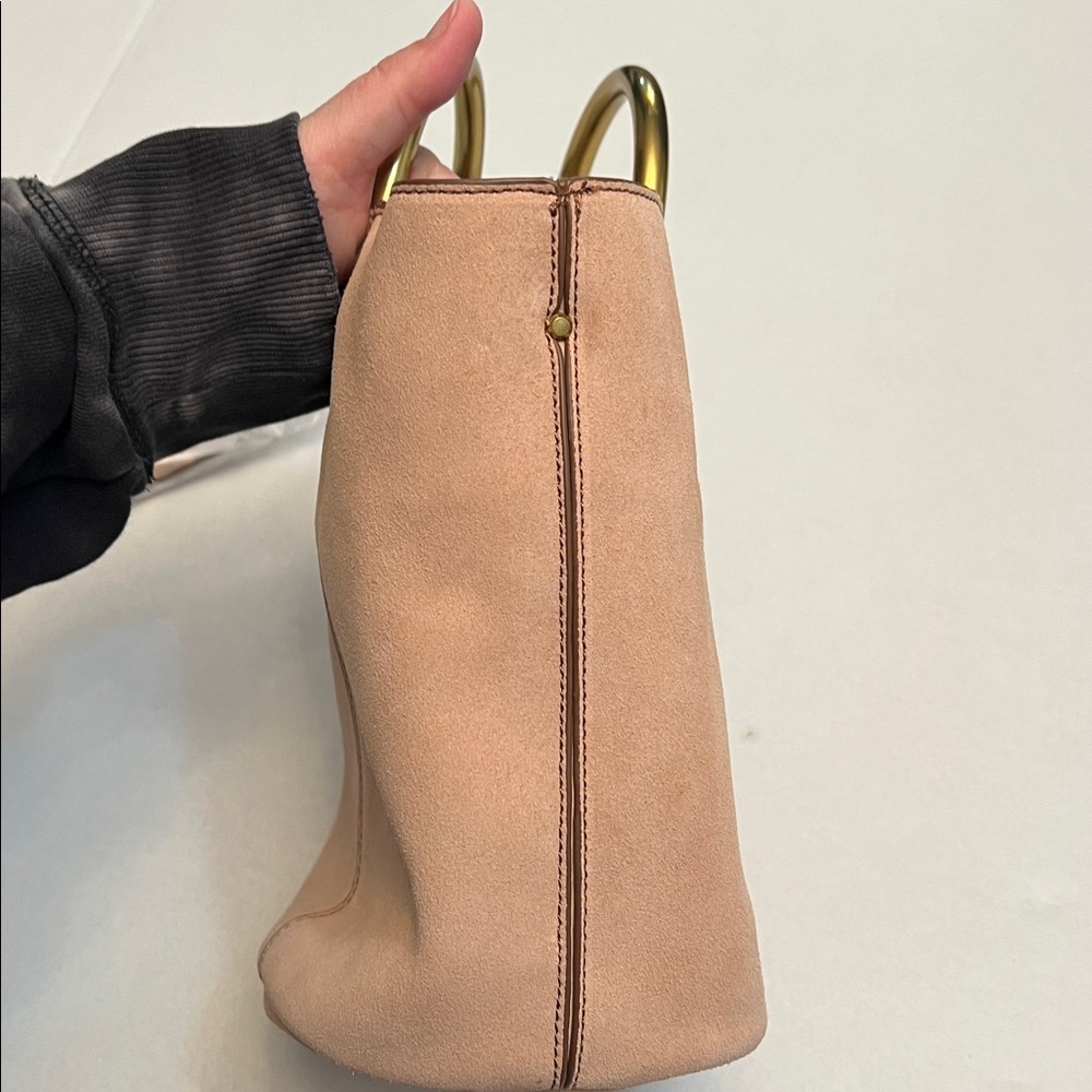 J.CREW SUEDE BUCKET BAG CROSSBODY BLUSH WITH BRASS HANDLES - Picture 6 of 17
